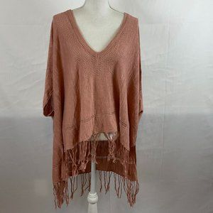 Eclipse Top 0 One Size Dusty Pink Fringe Oversized Knit